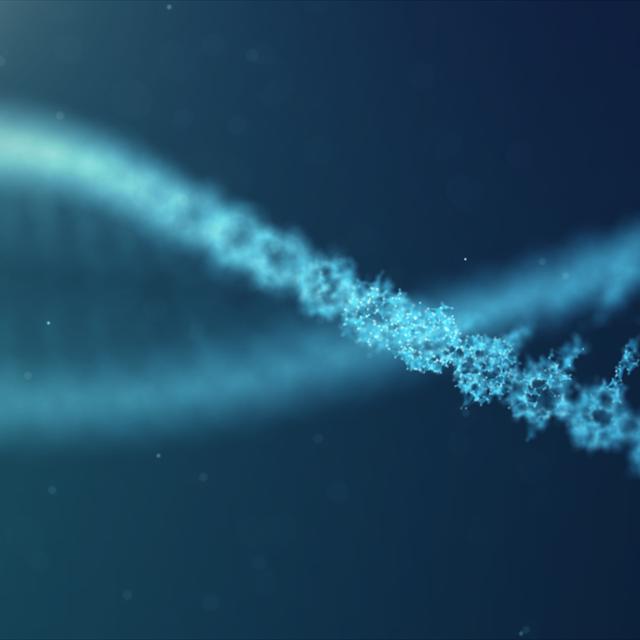 A detailed segment of a double-helix DNA strand