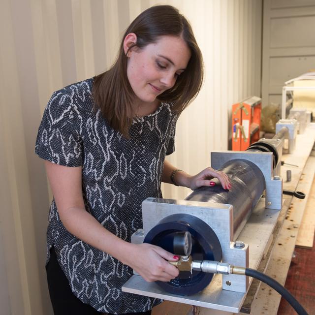 student working on an engineering project