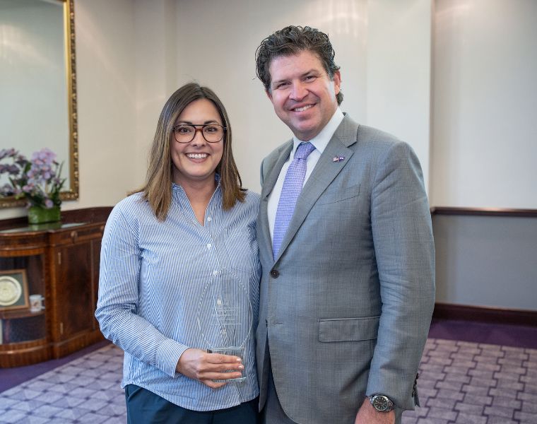Ashley Lakoduk and Chancellor Daniel W. Pullin